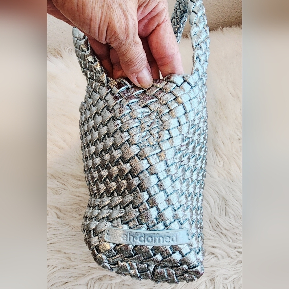 AHDORNED MINI WOVEN BAGS IN BLUE METALLIC EUC - Picture 3 of 8